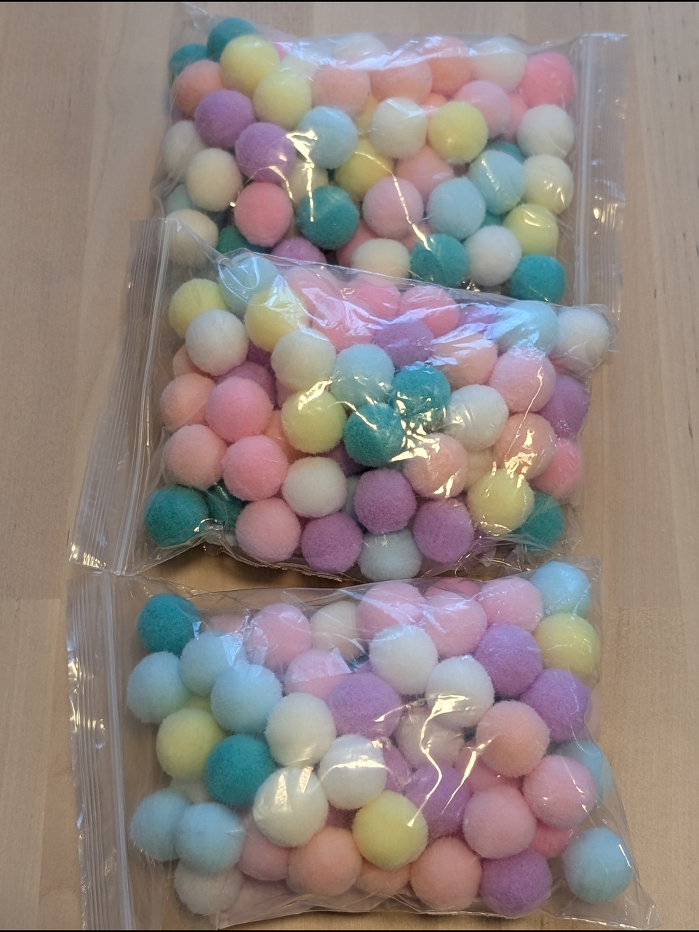 Assorted Pastel Pom Pom Balls - Pack of Colorful Craft Puffs New, 3 Packs 100+